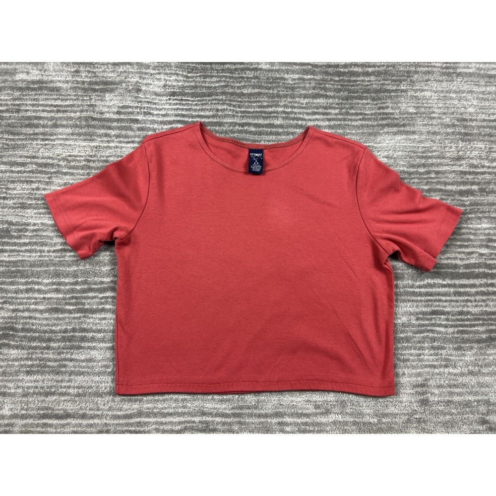 Lands' End T-Shirt Womens S 6-8 Red Short Sleeve Crew Neck 100% Cotton Boxy Tee